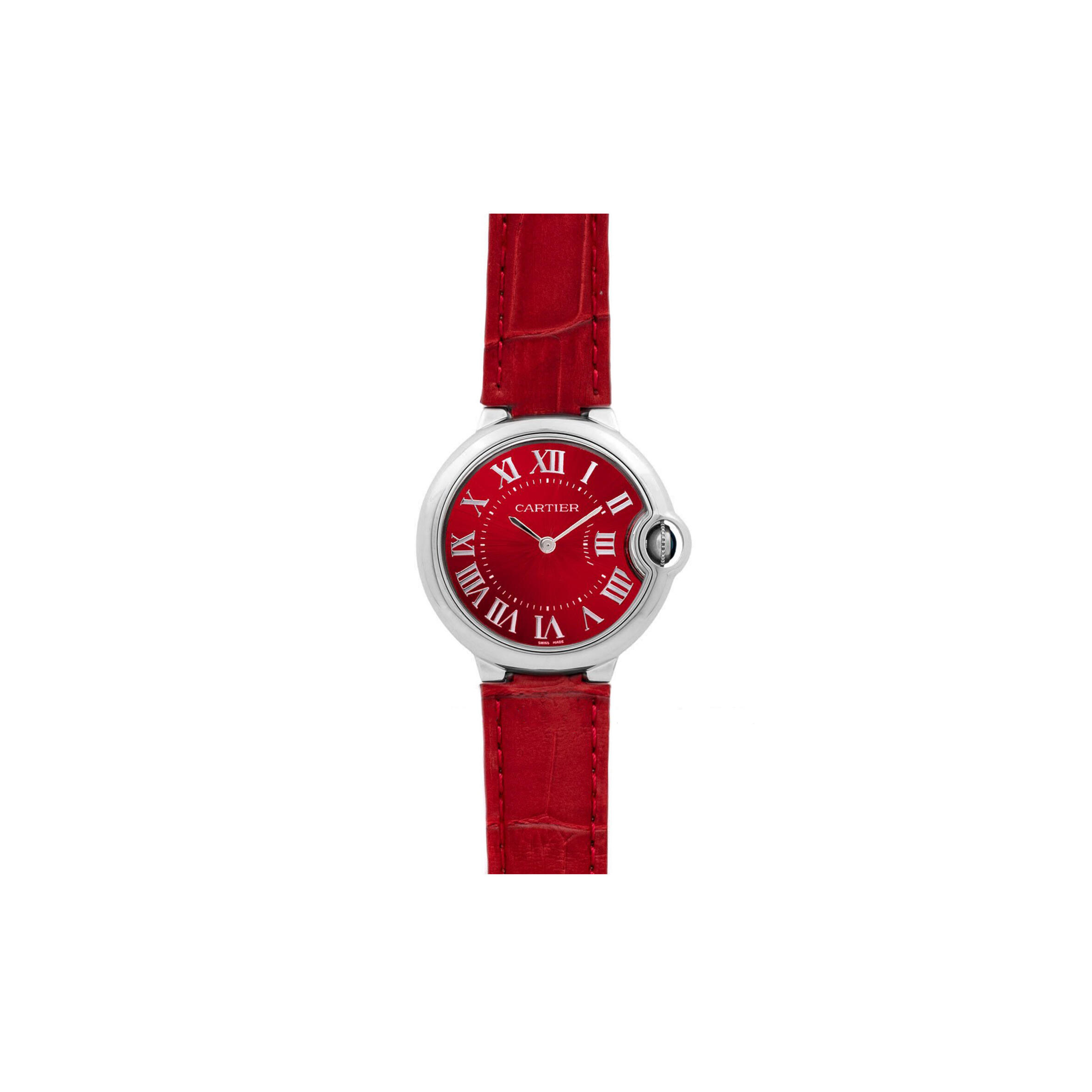 Ca*t1er BALLON BLEU DE Ca*t1er 33MM QUARTZ RED DIAL IN RED LEATHER STRAP WSBB0022 Master Quality