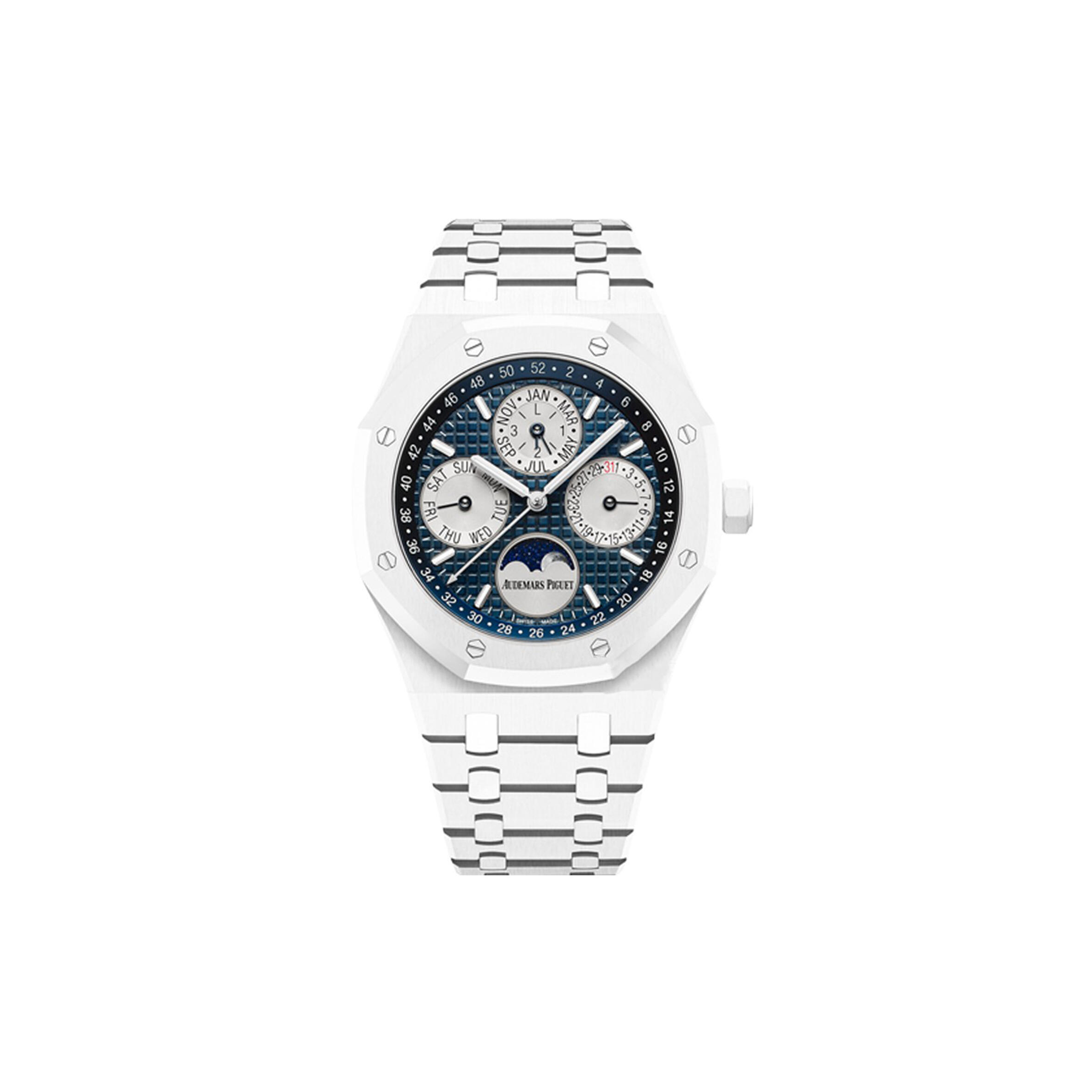 AUDEMARS P1g*et ROYAL OAK WHITE CERAMIC PERPETUAL CALENDAR MOON PHASE 41MM WATCH 26579CB.OO.1225CB.01 Master Quality